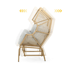 English Elm Christopher Knight Home® - Palos Outdoor Wicker Glider Chair - Light Brown, Ergonomic Comfort With Smooth Gliding Motion, Durable Design N775P191232L