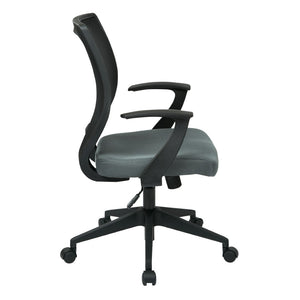 OSP Home Furnishings Screen Back Ergonomic Task Chair with Mesh Seat Lumbar Support and T Arms for Office Grey EM51022N-2M