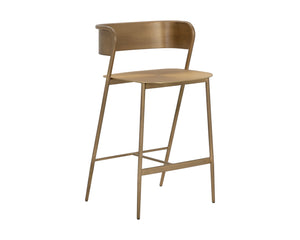 Sunpan Keanu Sleek Modern Barstool with Antique Brass Finish and Unique Starburst Design for Stylish Spaces Antique Gold