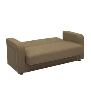 English Elm PrimeNest Upholstered Convertible Loveseat with Storage and Click-Click Sleeper, Chenille Comfort Brown B030P281725