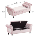 Christopher Knight Home® - Noble House - - Velvet Multifunctional Storage Rectangular Ottoman Bench With 1 Pillow, Pink