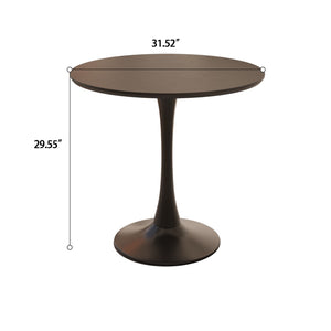 English Elm 31.5 Inch Round Mdf Tulip Pedestal Dining Set with Pu Leather Chairs for Small Spaces W2189S00838