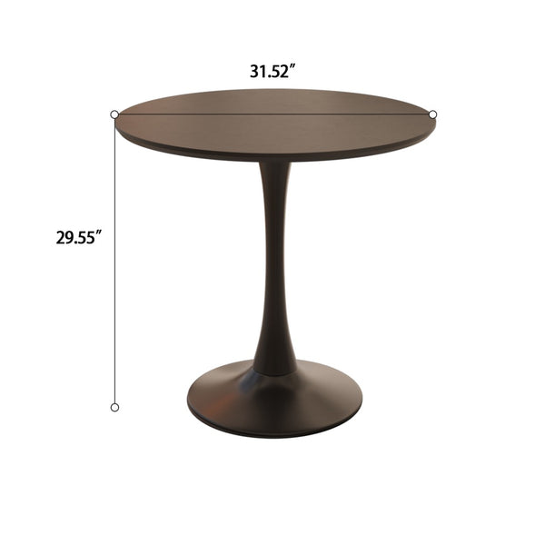 English Elm 31.5 Inch Round Mdf Tulip Pedestal Dining Set with Pu Leather Chairs for Small Spaces W2189S00838
