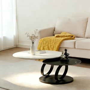 English Elm Round Sintered Stone Nesting Coffee Tables Modern Two-tone Set for Living Room W5096S00001