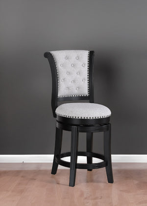 English Elm 2Pc Swivel Pub Stools - Elegant Counter Height Chairs With Upholstered Dove Seat & Nailhead Trim B011P262311