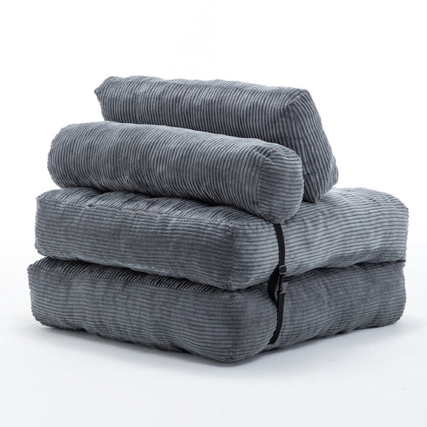 English Elm Folding Floor Sofa Bed Convertible Lounge Chair with Shredded Foam Fill for Bedroom Dark Gray W2200P442794