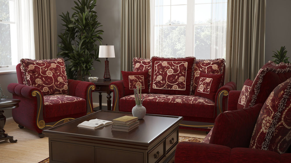 English Elm PrimeNest Timberline Convertible Upholstered Armchair with Storage & Sleeper, Chenille Comfort Seat Burgundy,Gold,Off White B030P286215