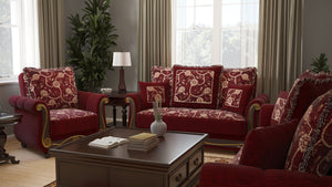 English Elm PrimeNest Timberline Convertible Upholstered Armchair with Storage & Sleeper, Chenille Comfort Seat Burgundy,Gold,Off White B030P286215