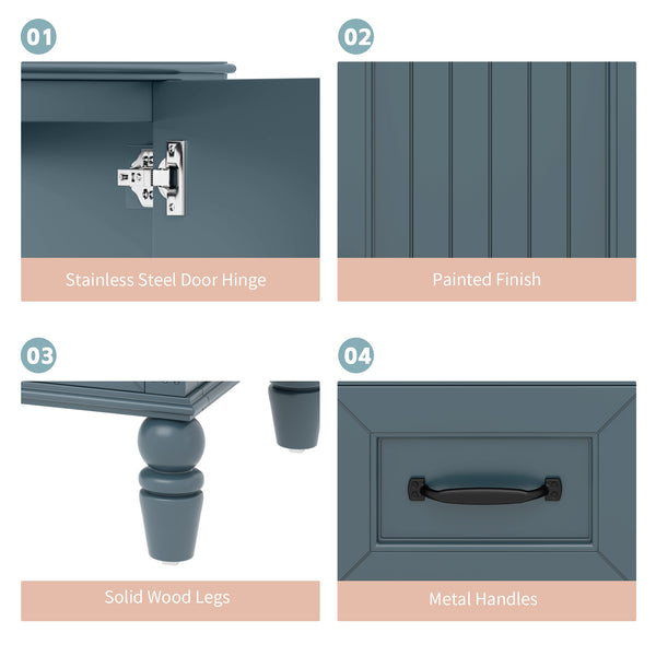 English Elm 36" Modern Bathroom Vanity with Ceramic Sink, Solid Wood + MDF Frame, Sleek Freestanding Design Blue N725P195410C