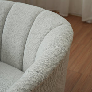 English Elm Sweivel Curved Shelter-Back Accent Chair with Smooth Swivel, Soft Durable Fabric and Wood Base Ivory W1713P251863