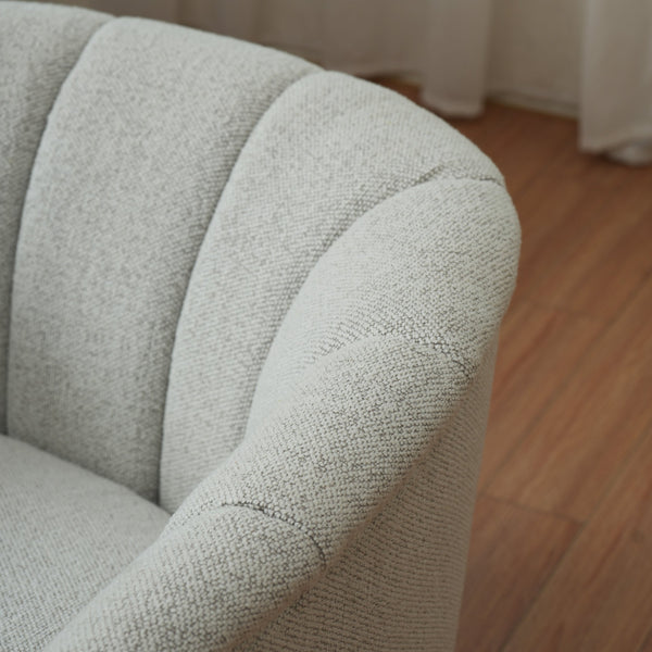 English Elm Sweivel Curved Shelter-Back Accent Chair with Smooth Swivel, Soft Durable Fabric and Wood Base Ivory W1713P251863