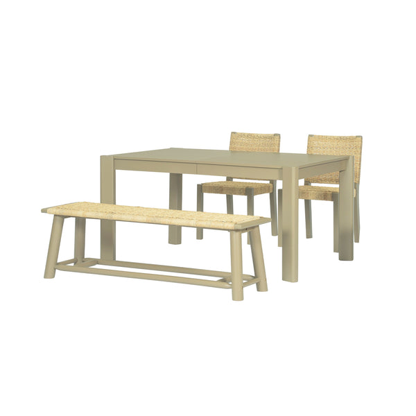 English Elm Modern Farmhouse Extendable Dining Table Set with Handwoven Rattan Chairs, Child‑Safe Rounded Edges, Expandable for 4‑8 Guests Gold TWSET2025-1E