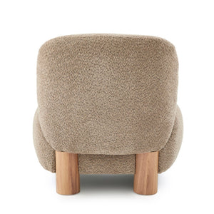 English Elm Boucle Rounded Accent Chair with Rubberwood Legs for Modern Minimalist Living Rooms Light Brown,Natural Wood N776P423410B