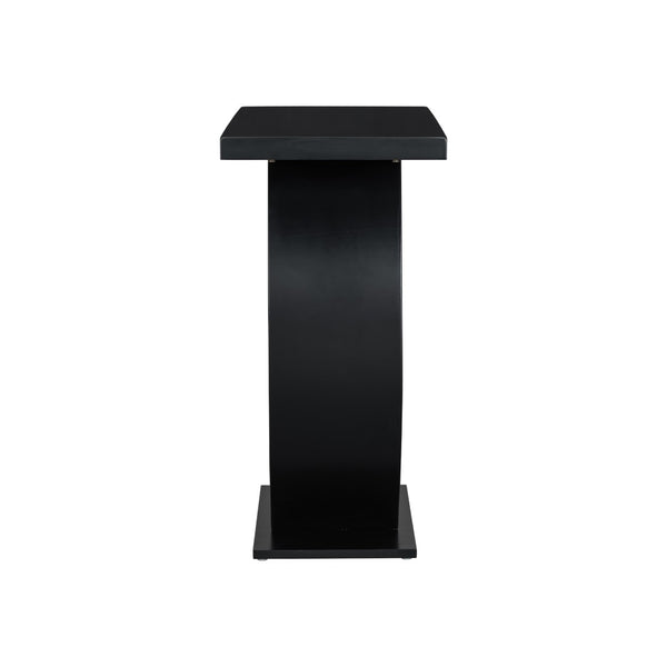English Elm Mirod Sculptural Console Table Acacia Veneer Gloss Top Egg Base Entryway Accent Black N760P214780B