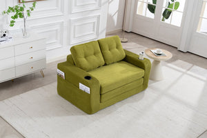 English Elm Convertible Floor Sofa Bed with Memory Foam and Ribbed Corduroy for Small Spaces Olive W395P438030