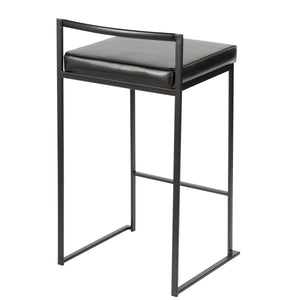English Elm Fuji Contemporary Stackable Counter Stool with Padded Faux Leather Seat, Sleek Lightweight Frame Black B202P222376