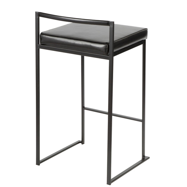 English Elm Fuji Contemporary Stackable Counter Stool with Padded Faux Leather Seat, Sleek Lightweight Frame Black B202P222376