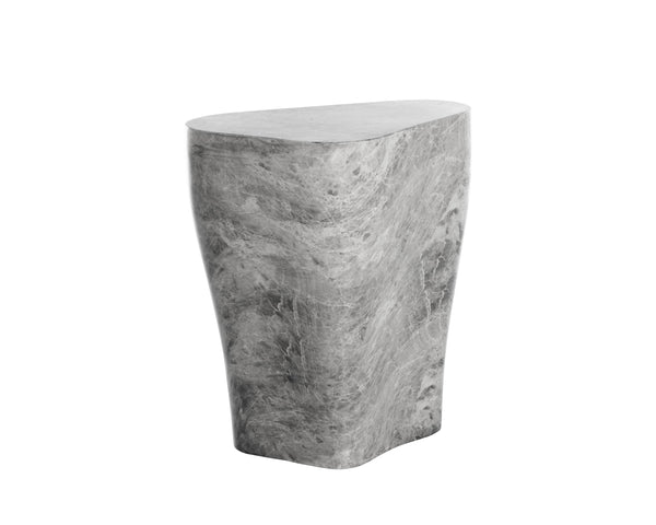 Sunpan Dali End Table - Elegant Grey Marble Finish with Unique Curvy Design for Stylish Indoor Spaces Small - 15.75W x 11.75D x 17.75H