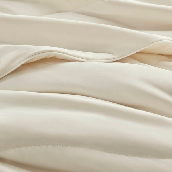 English Elm 1-piece Reversible Tencel Fill Comforter with Sculptural Weave for Full Queen Beds Ivory B035P408275
