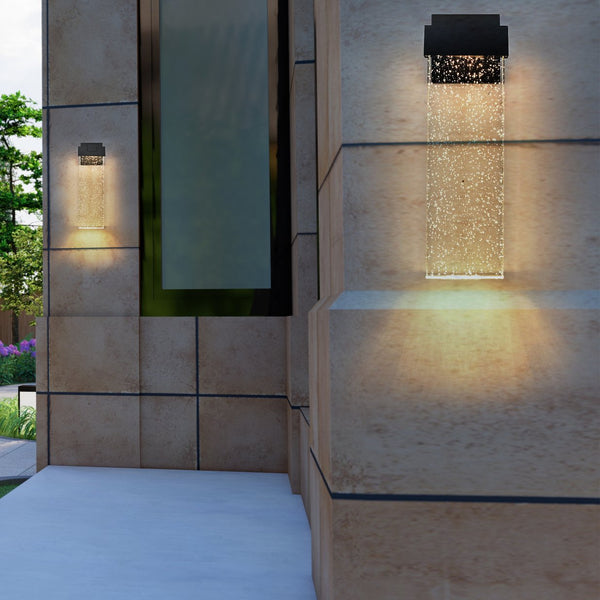 English Elm 18"(H) 12W Modern Outdoor Wall Light Bubble Crystal LED Sconce, Weatherproof Black Up/Down Glow W2312P389950