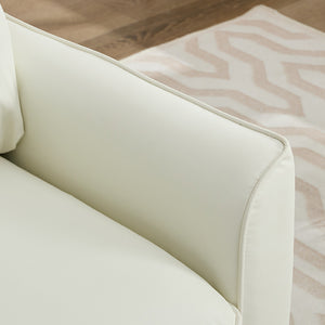 English Elm TS Cat paw leather upholstered sofa modern Nordic retro lounge chair with breathable faux-leather comfort pillows Cream White W2311P345745