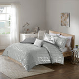 Intelligent Design Raina Modern/Contemporary Metallic Printed Duvet Cover Set ID12-1395 Grey/Silver