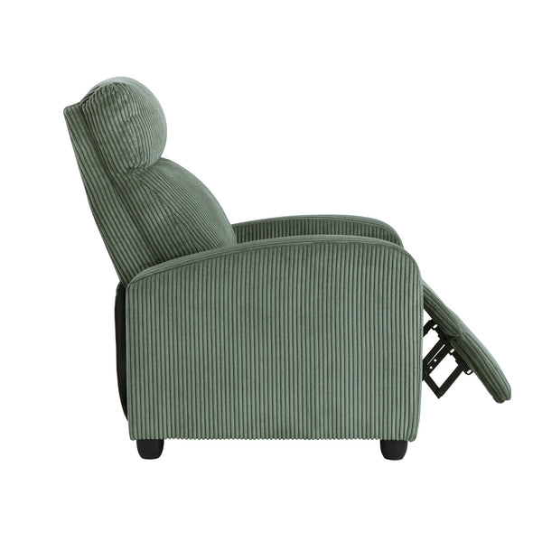 English Elm Modern Parsons Push Back Recliner Chair in Soft Corduroy Fabric — Sleek Comfortable Living Room Lounger with Solid Wood Frame and Easy Recline Mechanism Green 30 L x 27 W x 21.5 H B011P395854