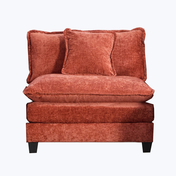 English Elm Cloud Modular Armless Seat Unit Chenille Upholstered Cushion for Modern Living Spaces Orange W1143P378591