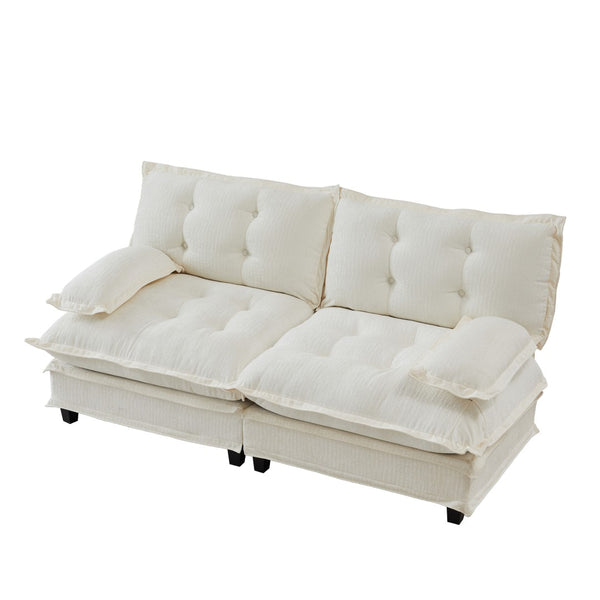 English Elm 77 Inch Chenille Cloud Loveseat Modular Deep Seat Sofa for Living Room or Apartment Beige W714S01674