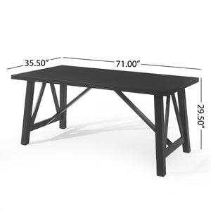 English Elm Christopher Knight Home® - DINING Table with Farmhouse Charm, Solid Rubberwood Frame, Wood-Look Top, 71" x 44.5" Spacious Design Matte Black 69001.00BLK