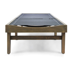 English Elm Summerland Acacia Wood Outdoor Chaise Lounge with Breathable Mesh Seat for Patio 60018.00DGY