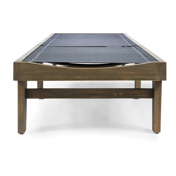 English Elm Summerland Acacia Wood Outdoor Chaise Lounge with Breathable Mesh Seat for Patio 60018.00DGY