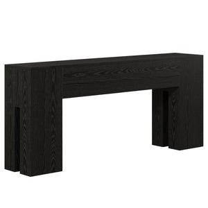 English Elm 2-tier Industrial Console Table Rustic Wood and Black Metal Frame Entryway Sofa T3971P461138