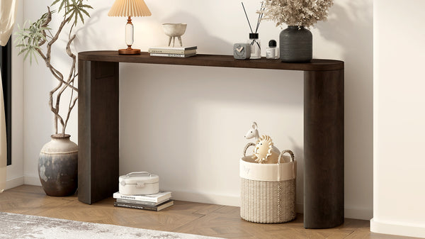 English Elm U_Style Modern Porch Table With Semi-Cylindrical Legs - Elegant Console For Foyer, Living Room & More N711P245617D-GIGA