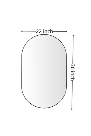 English Elm Wall Mirror 36X22 Inch Black Metal Oval - Modern High-Definition Dressing Mirror For Any Room Decor W2091P345019-GIGA