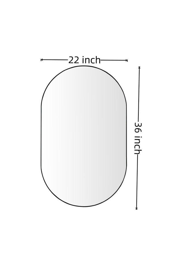 English Elm Wall Mirror 36X22 Inch Black Metal Oval - Modern High-Definition Dressing Mirror For Any Room Decor W2091P345019-GIGA