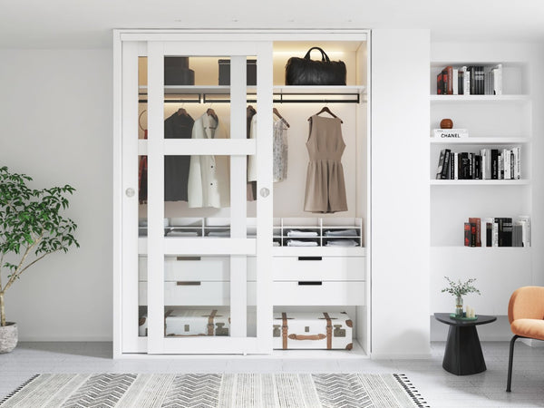 English Elm 30 in Matte Mdf Bi-fold Door with Frosted Glass Panels Hardware and Handle Included B2763P483206