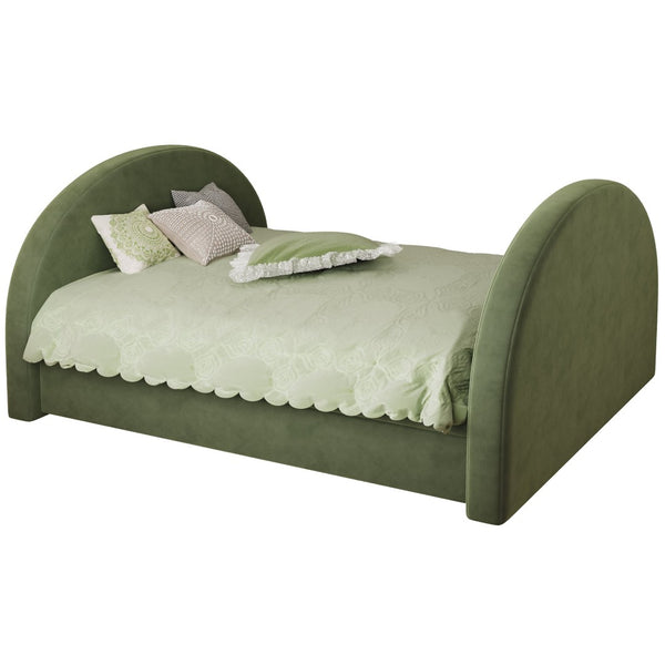 English Elm Full Velvet Upholstered Pull Out Daybed Frame for Guest Rooms and Studio Spaces N757F387578V