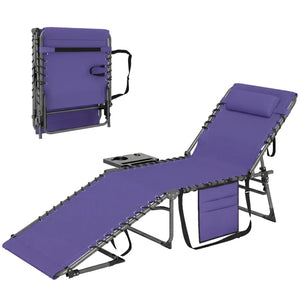 English Elm 2 Mesh Reclining Outdoor Chaise Loungers Foldable Steel Frame Pool Beach Set Purple T3971P467169