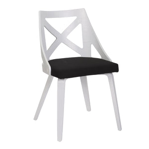 English Elm Clara-Charlotte Vintage White 3-Piece Dinette Set with Bamboo Top, Charcoal Upholstery, Industrial Chic B202S01487