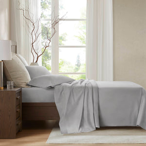 English Elm 4-Piece Cal King Sateen Sheet Set - Luxurious 100% Egyptian Cotton In Elegant Gray For Ultimate Comfort B035P381326