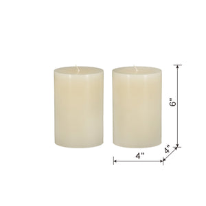 English Elm 4x6" Soy Wax Unscented Pillar Candles 2-Pack — Clean-Burning Renewable Glow for Home Decor Ivory W2078P228021