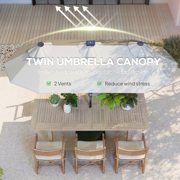 English Elm Outdoor Double Canopy Patio Umbrella with Solar Led Lights and Tilt Function T3971P427146