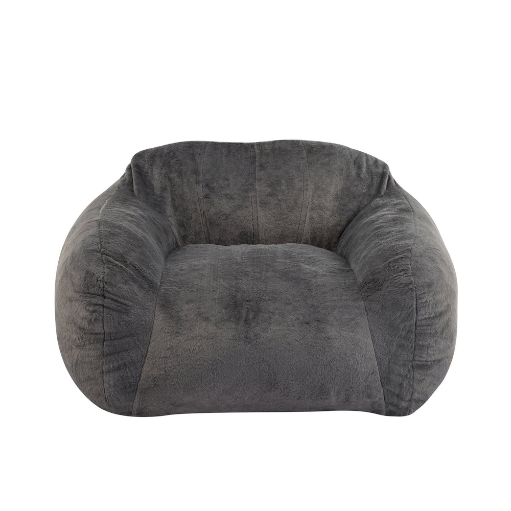 English Elm Christopher Knight Home® - Sezze Gray Faux Fur Bean Bag Chair - Shredded Memory Foam, Hypoallergenic, Space-Saving Comfort N775P265552G