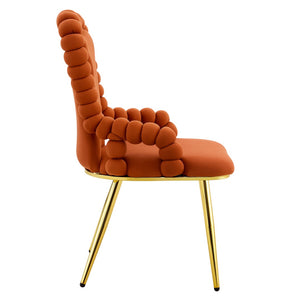 English Elm Set of 2 Velvet Dining Chairs Sculptural Bubble Back Gold Legs Glam Accent Seating W3875P370856