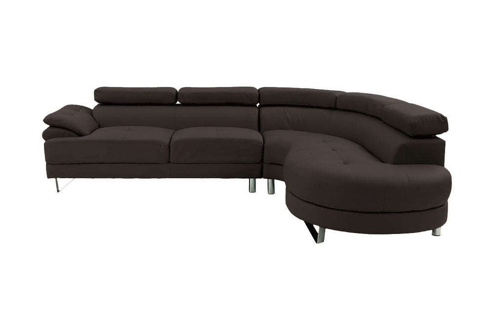 English Elm Luxurious Modern 2-Piece Sectional Sofa Set with Adjustable Flip-Up Headrests, Espresso or Grey Bonded Leather B011S01058