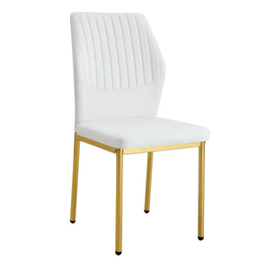 English Elm Luxury Dining Chair Set Of 6 - White Pu Upholstered Chairs With Gold Metal Legs For Elegant Spaces W1151P282699