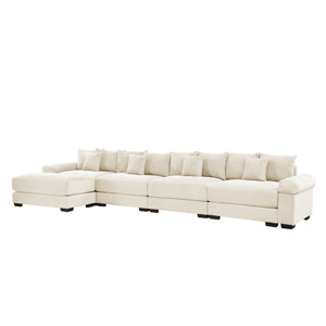 English Elm 170" Oversized Cloud Modular L-Shape Sectional Couch - Soft Corduroy, Ergonomic Design, 12 Pillows W714S01291