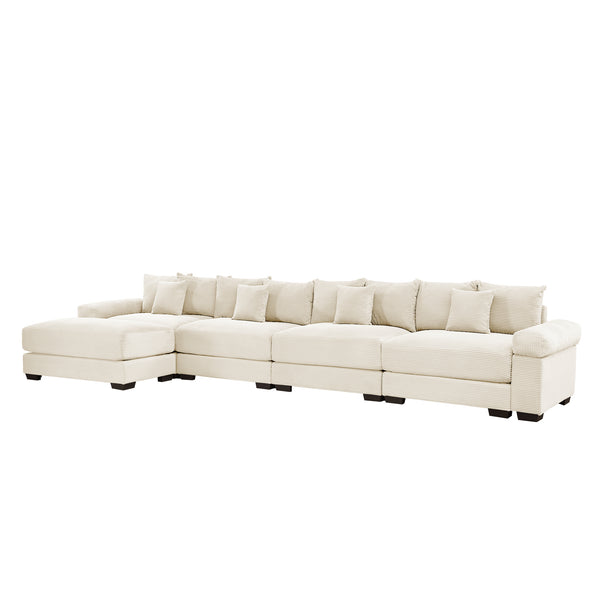English Elm 170" Oversized Cloud Modular L-Shape Sectional Couch - Soft Corduroy, Ergonomic Design, 12 Pillows W714S01291