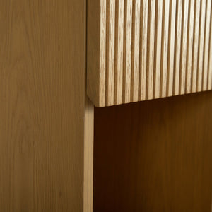English Elm MITCH 35" Tall Wall Cabinet Corolla Oak Grain — Narrow Waterproof Storage with Soft-Close Door & Shelves W2615P279684
